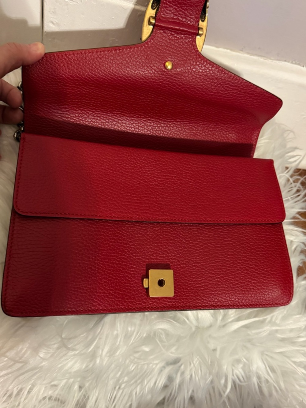 Gucci Dionysus Red Leather Medium Shoulder Bag Like New - Picture 6 of 14